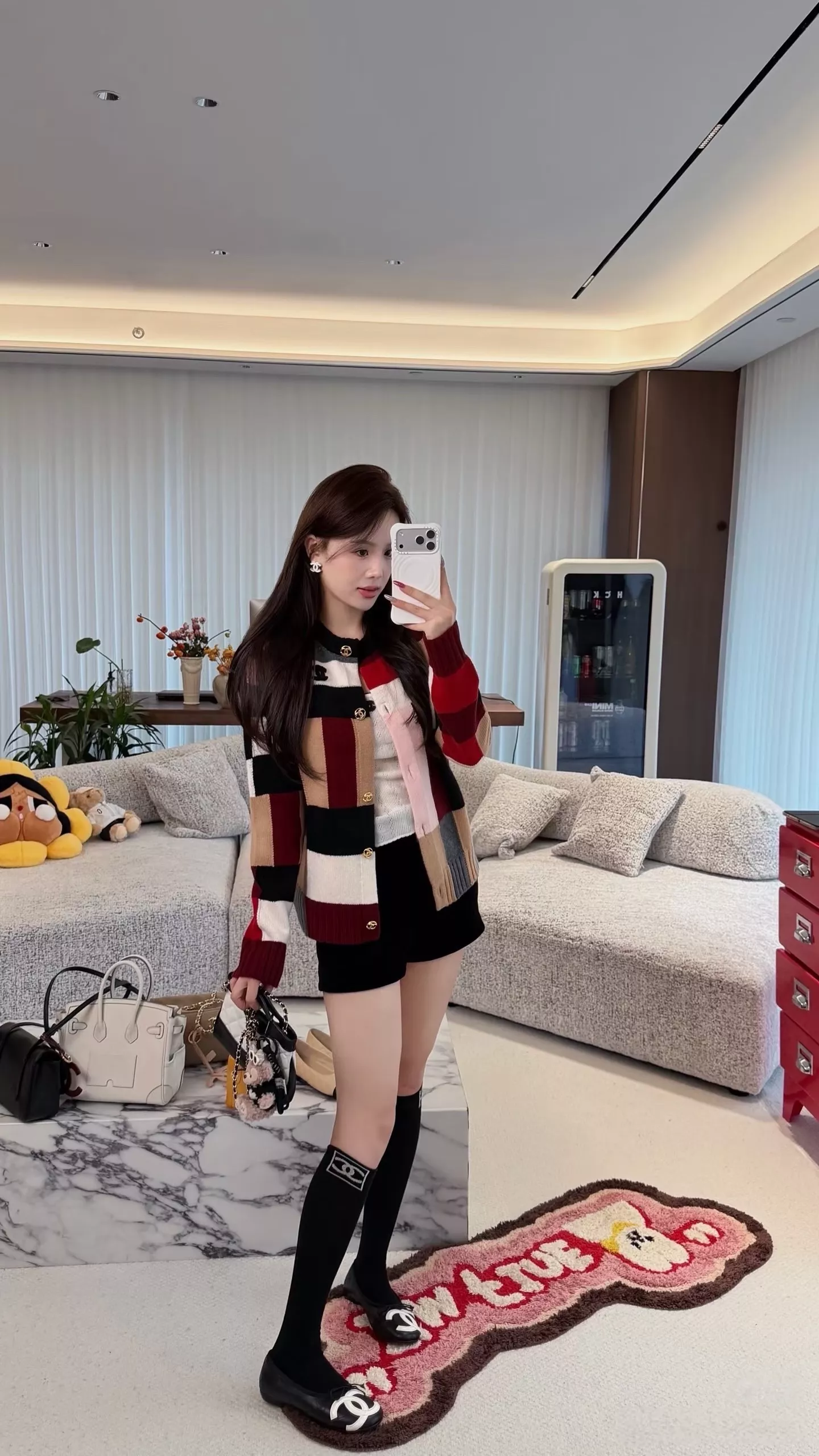 샤넬 컬러 블록 여성용 긴소매 가디건 상세 이미지 65