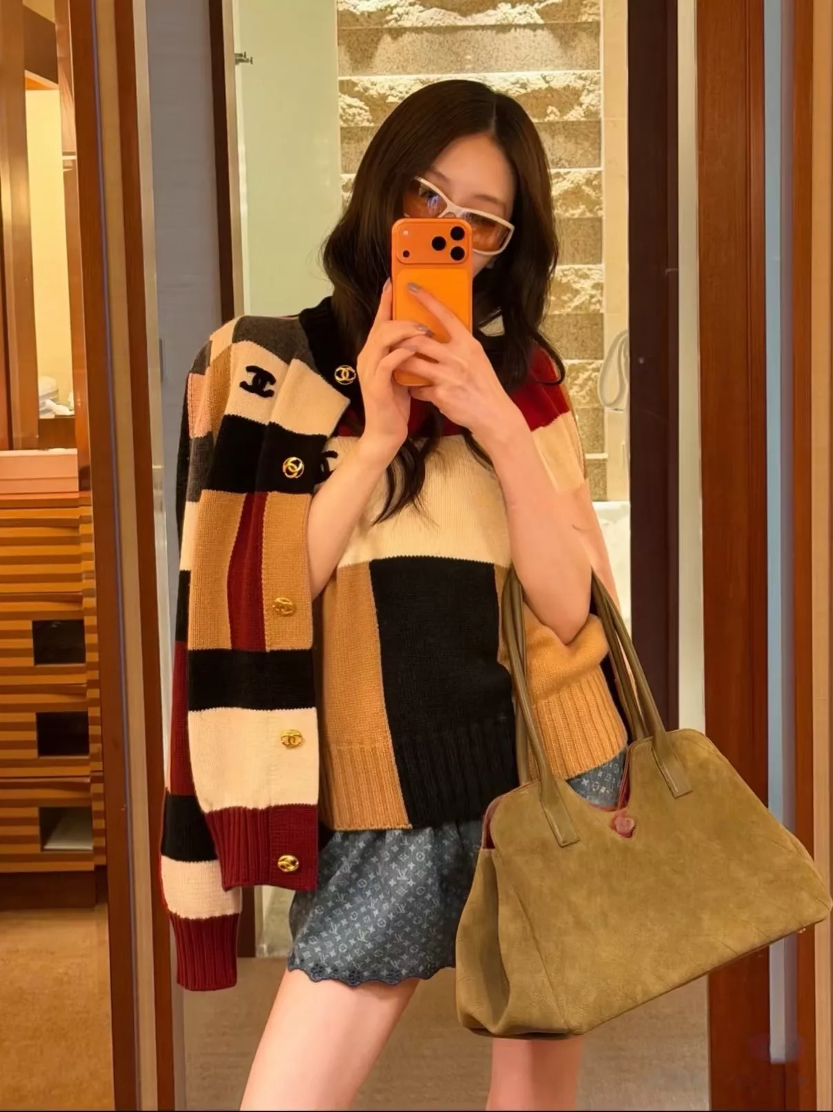 샤넬 컬러 블록 여성용 긴소매 가디건 상세 이미지 69