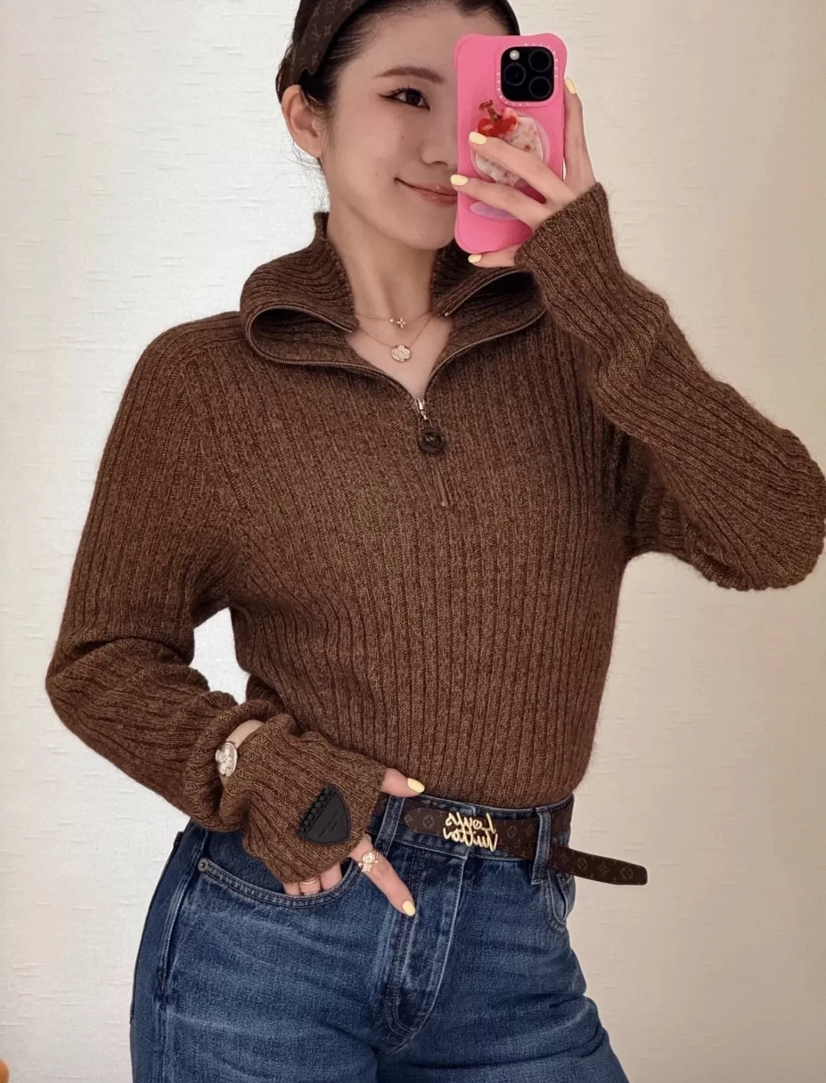 루이비통 하이넥 반집업 여성용 긴소매 니트 상세 이미지 14