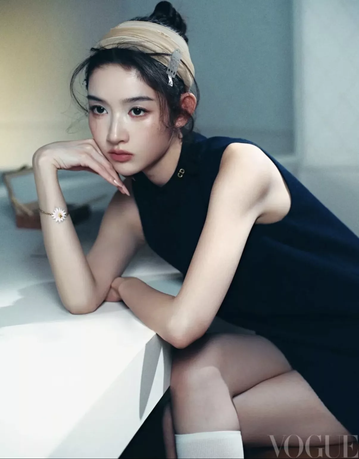 디올 벨벳 넥 리본 민소매 여성용 원피스 상세 이미지 16