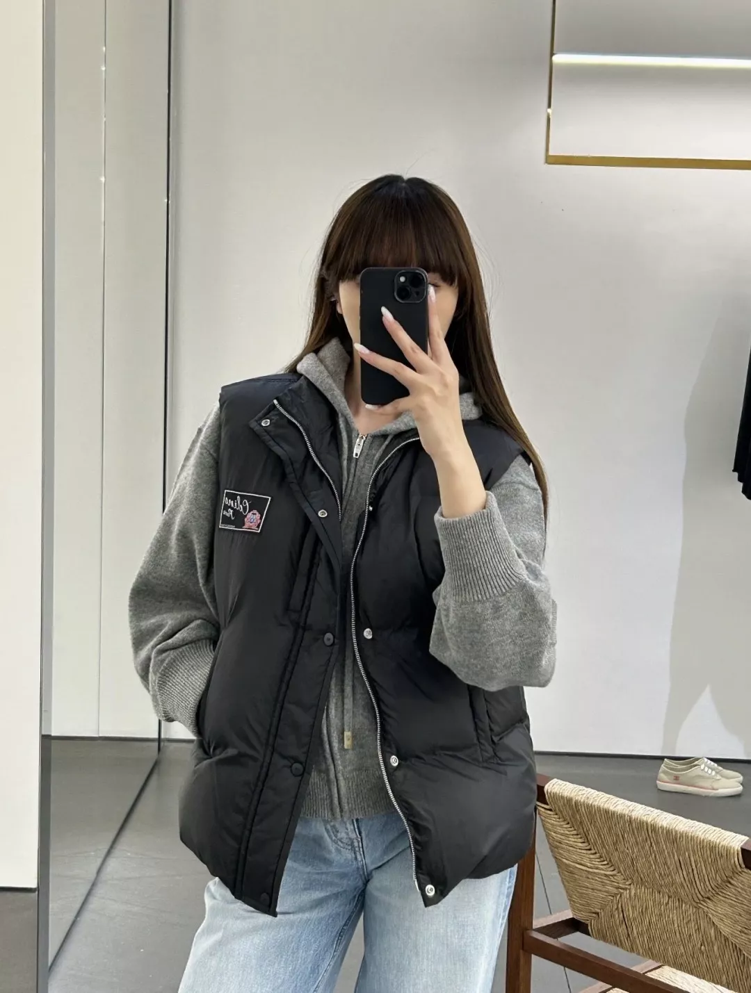 셀린느 하이넥 구스다운 여성용 패딩 조끼 상세 이미지 19