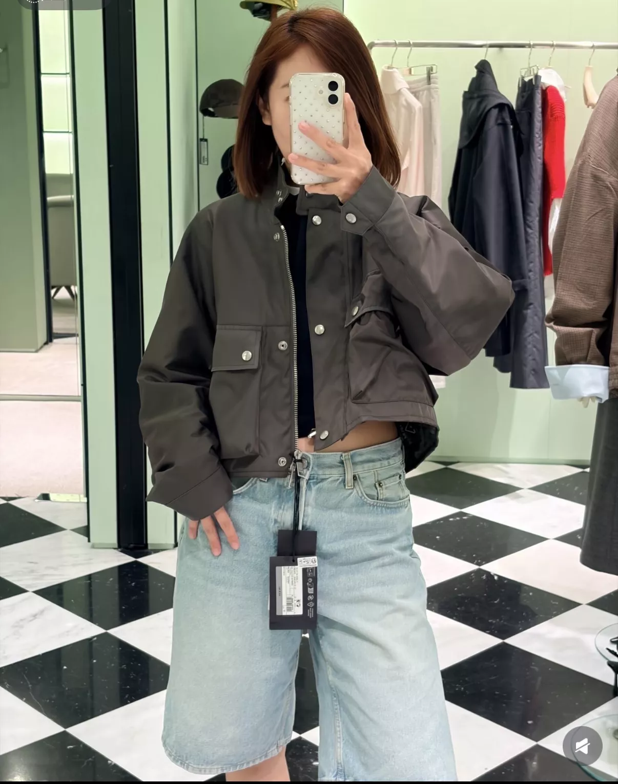 프라다 하이넥 워크웨어 여성용 버튼 재킷 상세 이미지 17