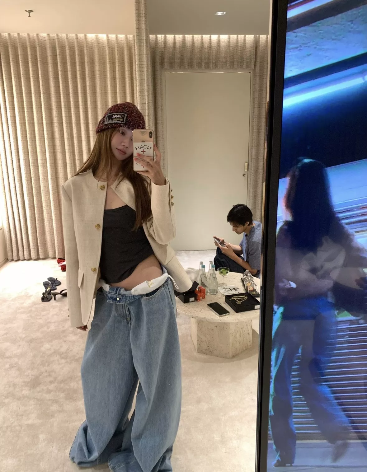 샤넬 혼방 싱글 여밈 여성용 버튼 재킷 상세 이미지 11