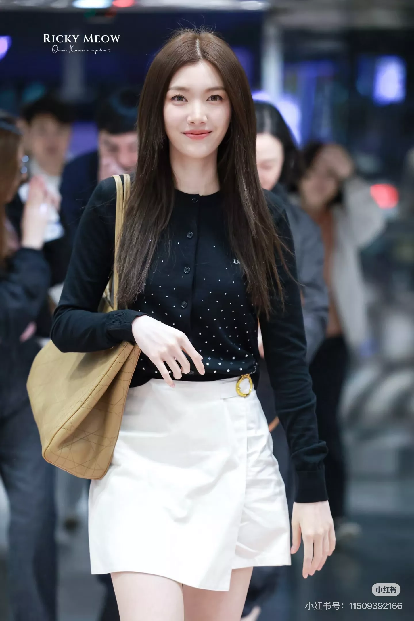 디올 배색 패턴 여성용 긴소매 가디건 상세 이미지 11