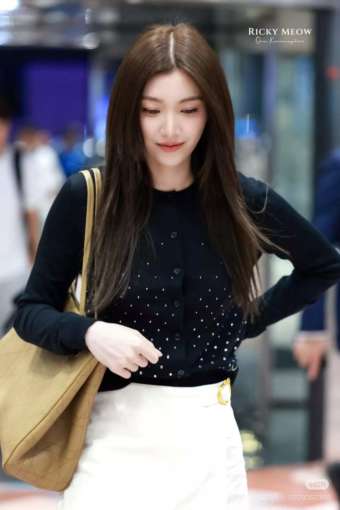 디올 배색 패턴 여성용 긴소매 가디건 상세 이미지 12