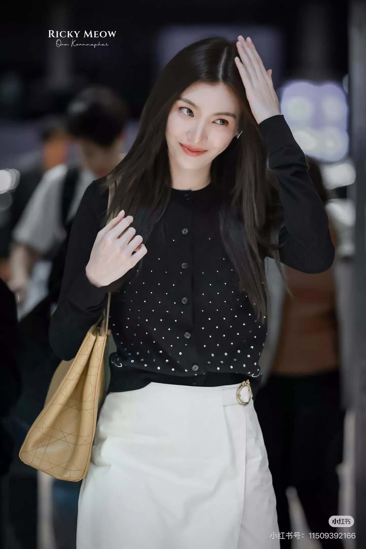 디올 배색 패턴 여성용 긴소매 가디건 상세 이미지 17