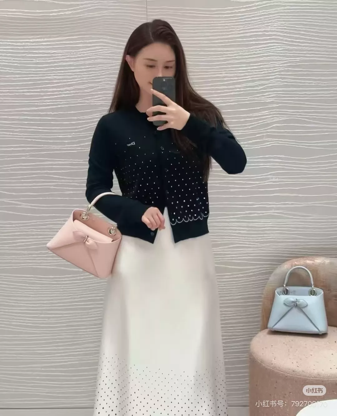 디올 배색 패턴 여성용 긴소매 가디건 상세 이미지 23