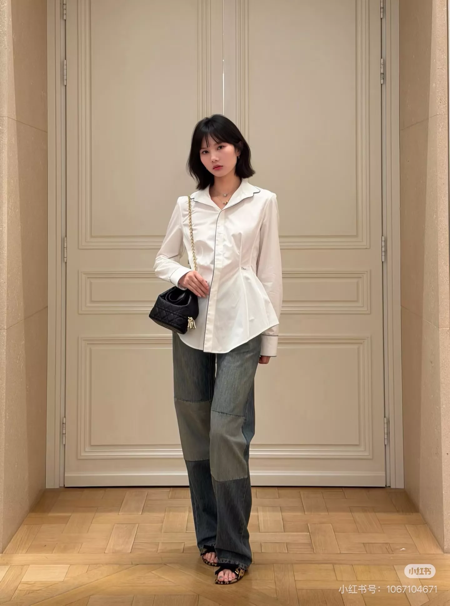디올 배색 테두리 자수 여성용 긴소매 셔츠 상세 이미지 27