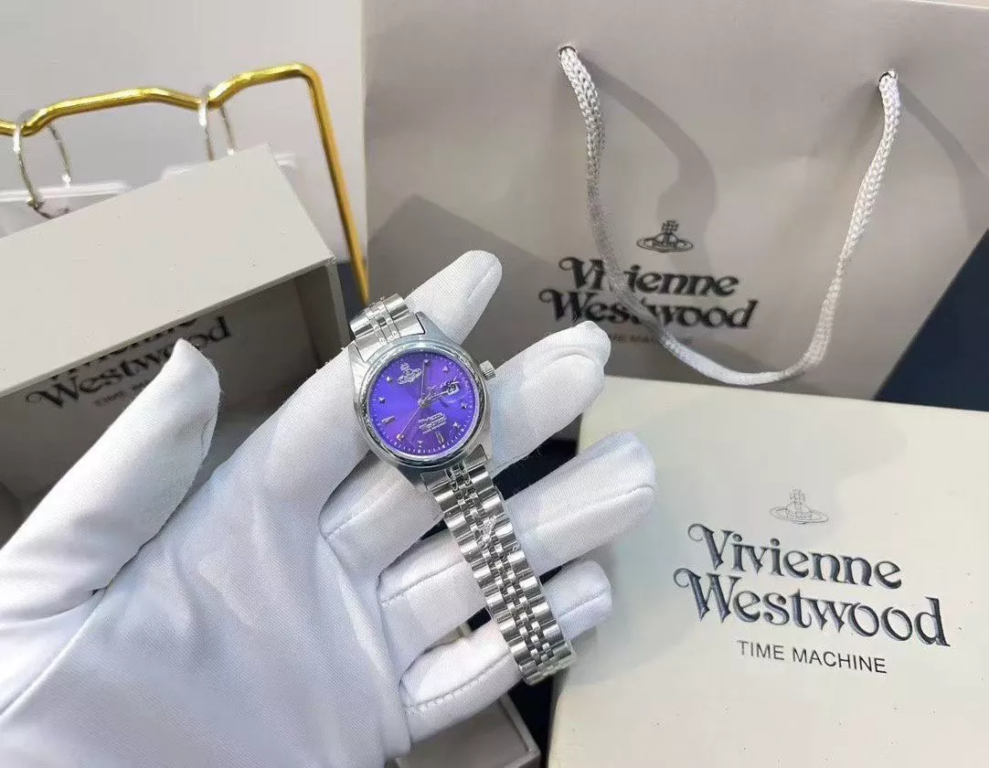 비비안웨스트우드 보라색 다이얼 링크 여성용 메탈 시계 상세 이미지 9
