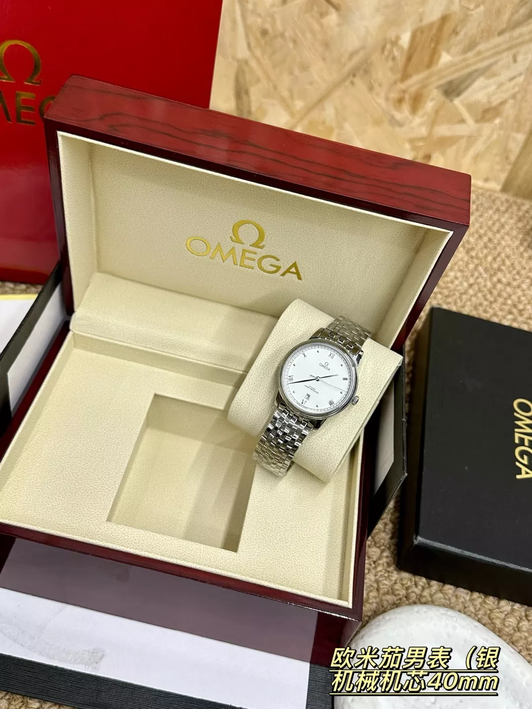 오메가 40mm 기계식 남성용 메탈 시계 상세 이미지 5