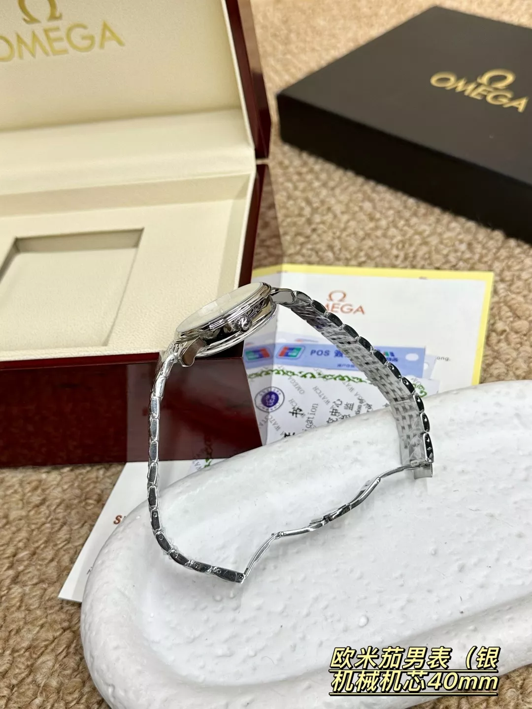 오메가 40mm 기계식 남성용 메탈 시계 상세 이미지 7