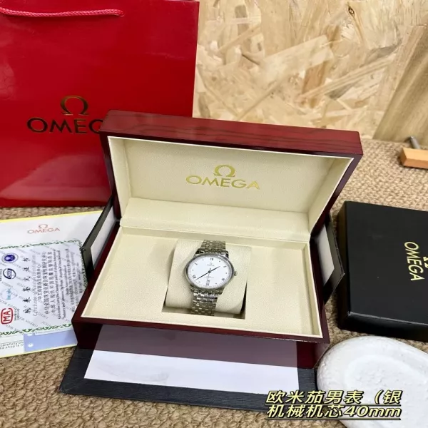 오메가 40mm 기계식 남성용 메탈 시계