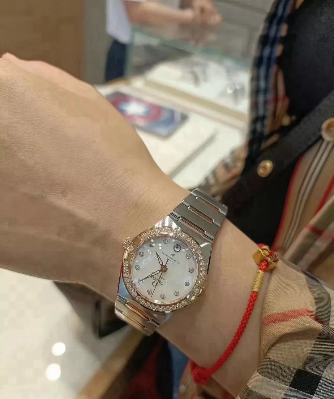 오메가 자개 다이얼 자동 여성용 메탈 시계 상세 이미지 6