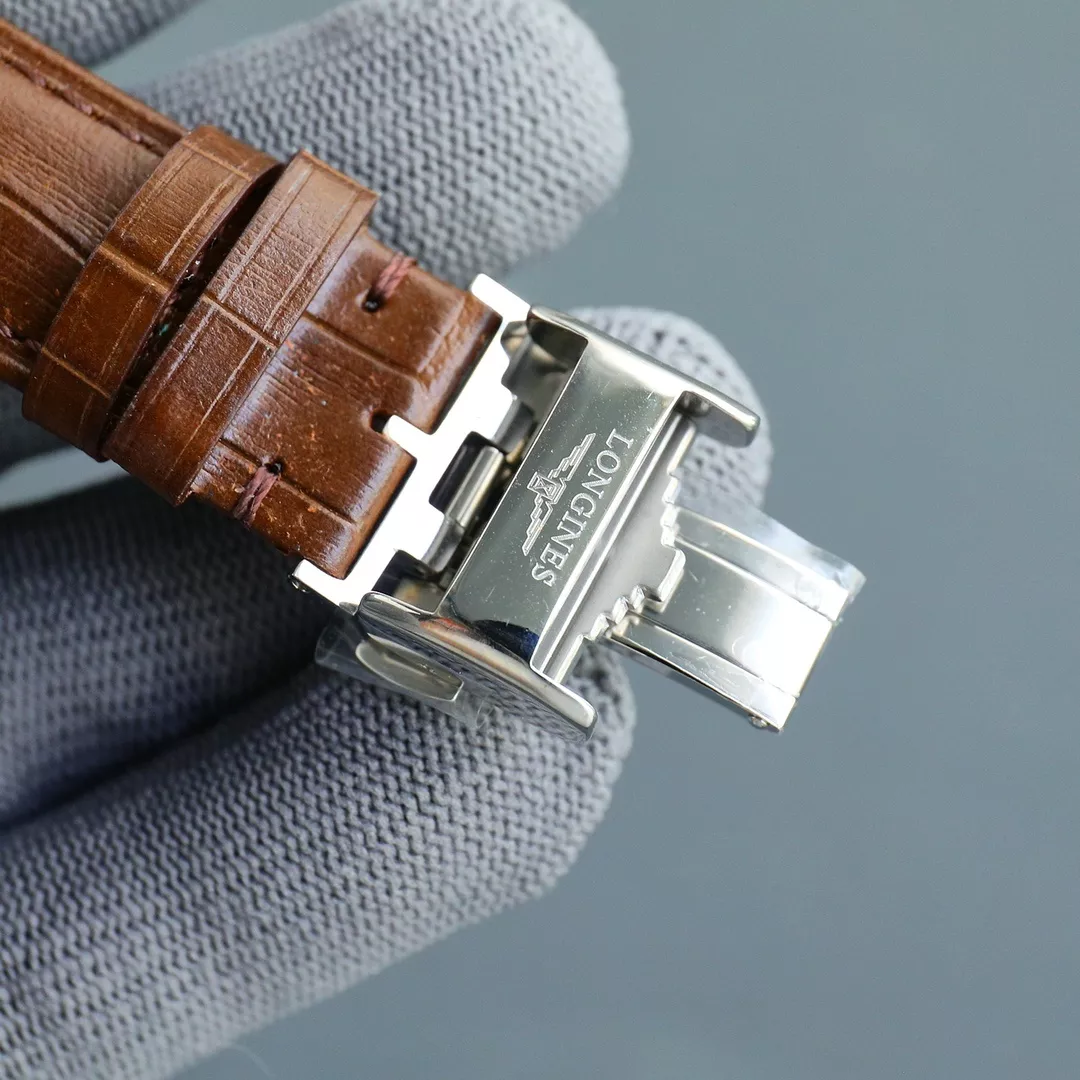 론진 로마 숫자 40mm 남성용 가죽 시계 상세 이미지 9