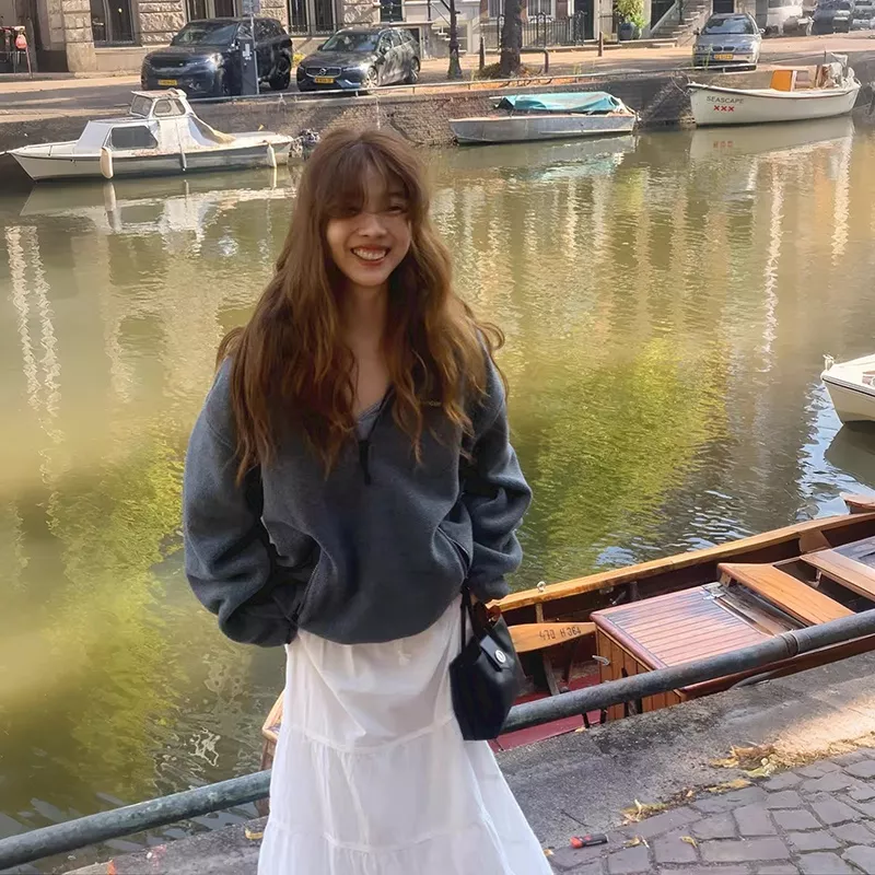 노브랜드 플리스 반집업 여성용 긴소매 티셔츠 상세 이미지 4