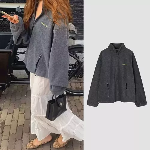 노브랜드 플리스 반집업 여성용 긴소매 티셔츠