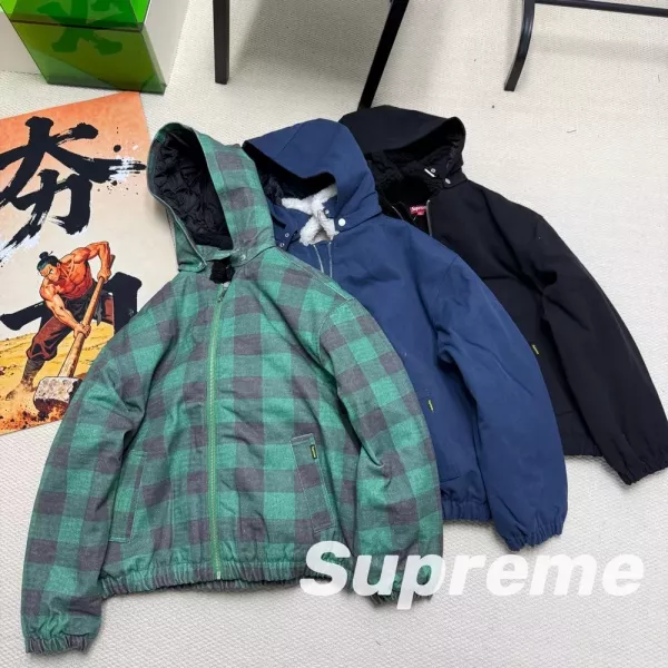 슈프림 로고 자수 남녀공용 후드 재킷