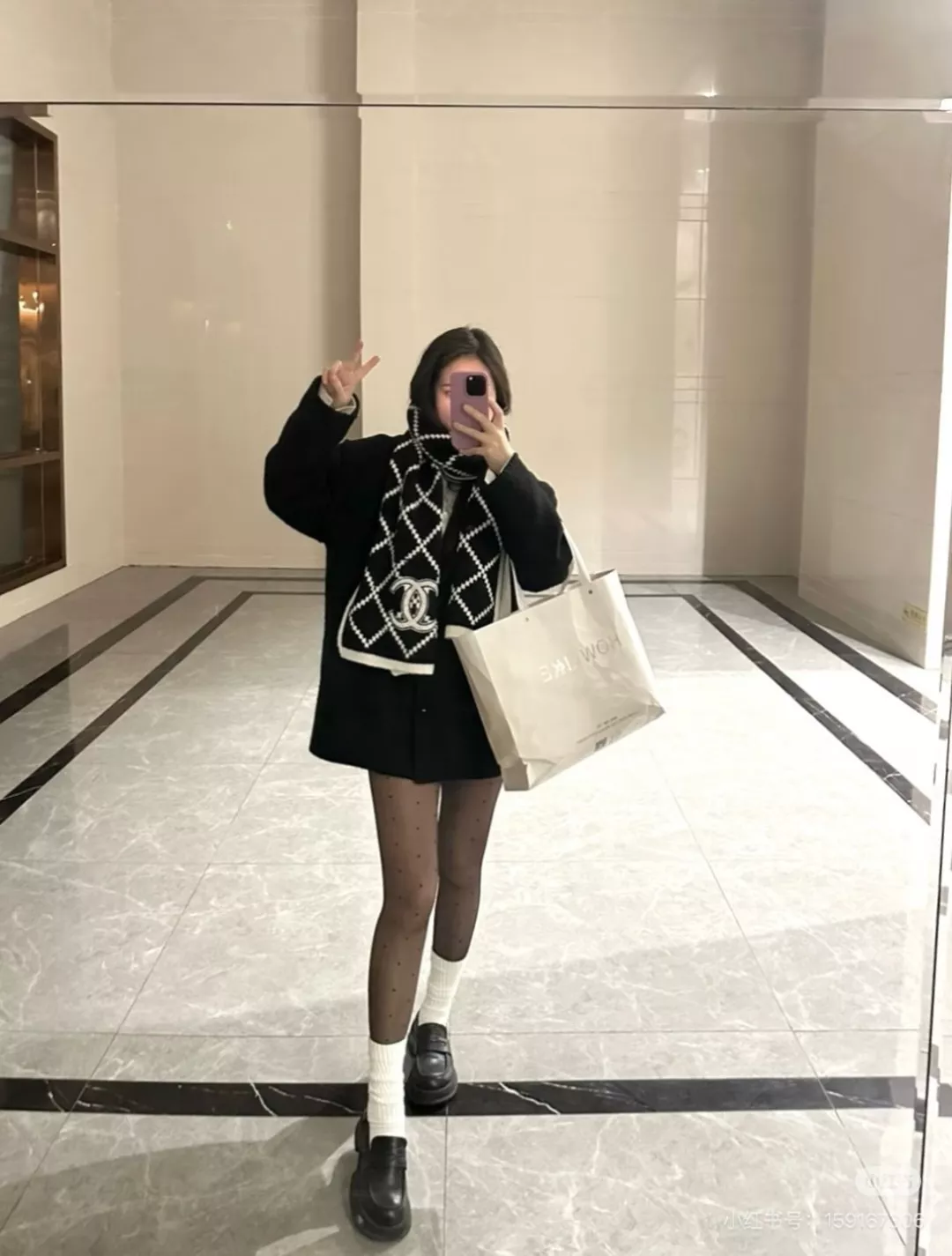 샤넬 다이아몬드 패턴 캐시미어 머플러 상세 이미지 10