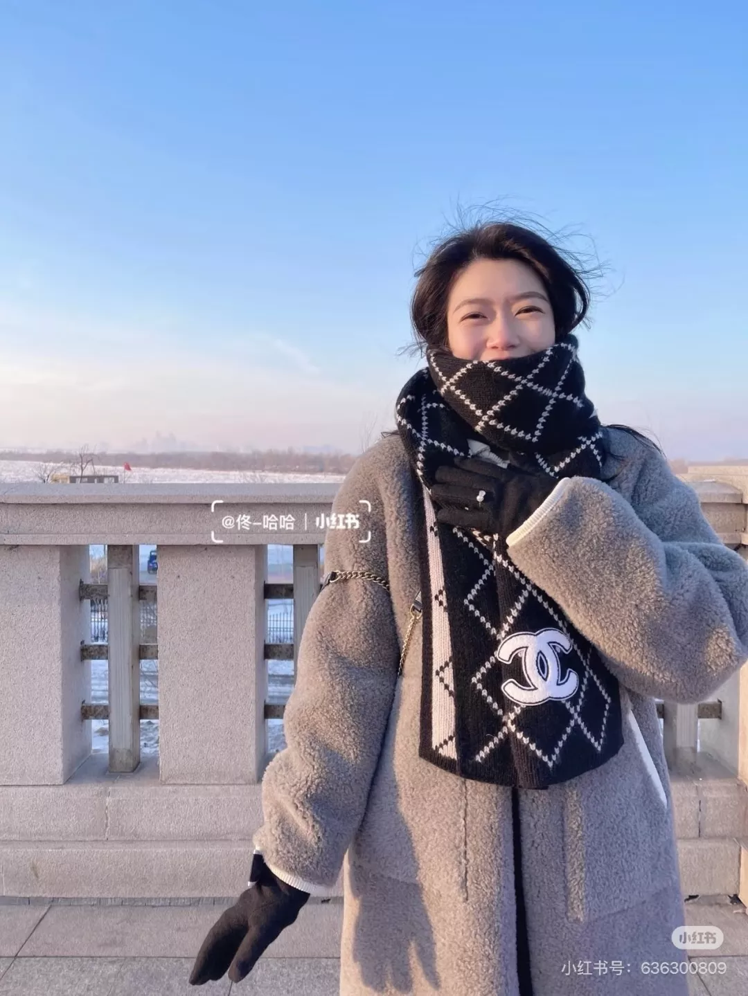 샤넬 다이아몬드 패턴 캐시미어 머플러 상세 이미지 11