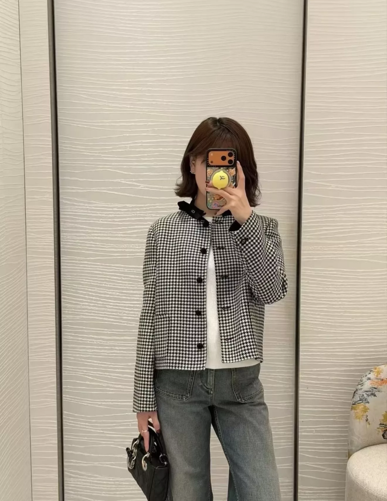 디올 하운드투스 리본 여성용 버튼 재킷 상세 이미지 34