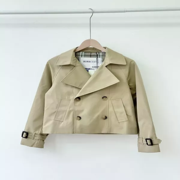 버버리 더블브레스트 면 트윌 여성용 쇼트 코트