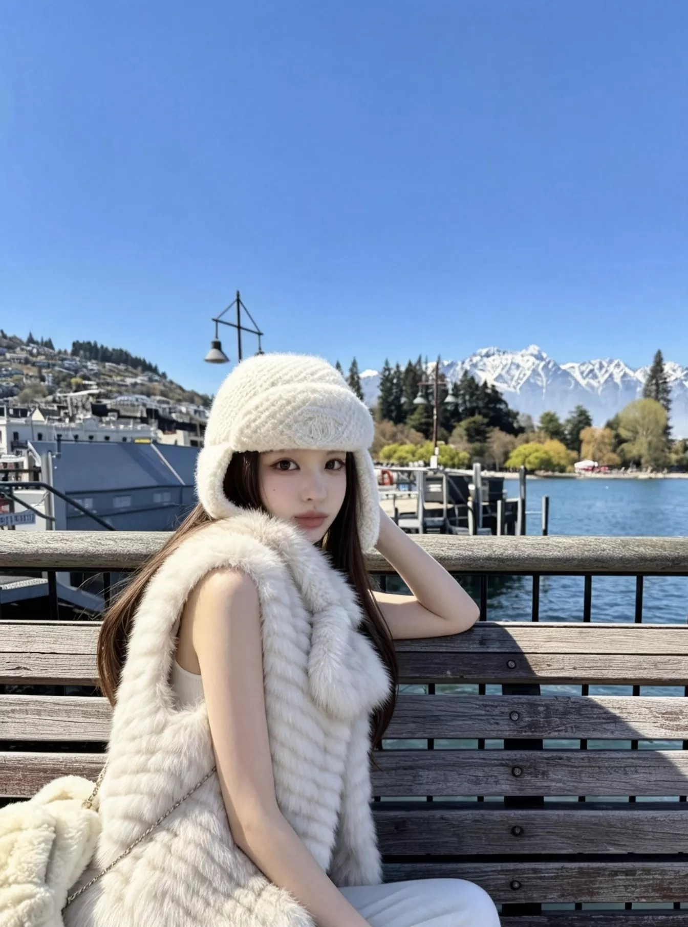 펜디 그라데이션 여우털 여성용 모피 조끼 상세 이미지 9