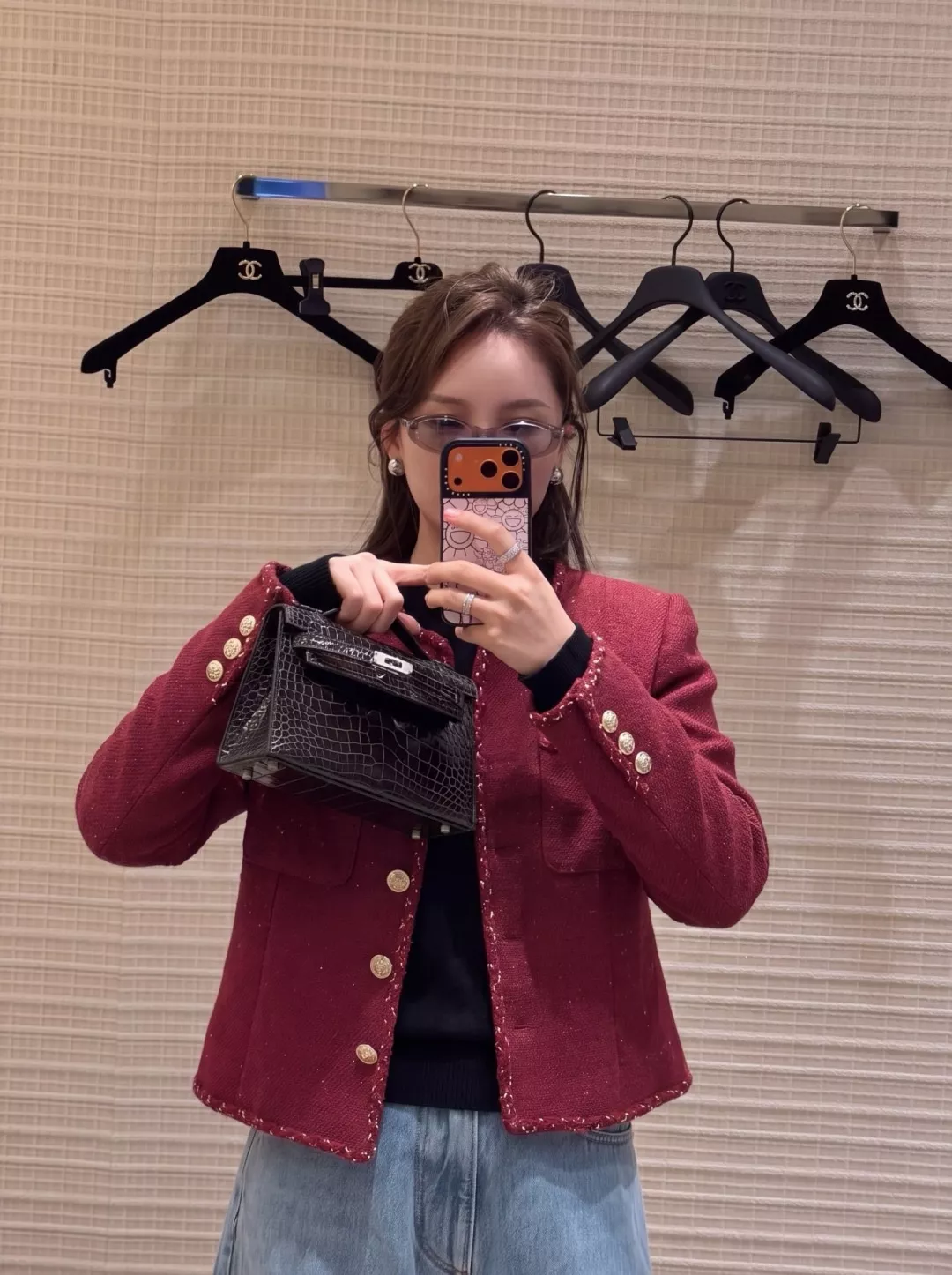 샤넬 반짝임 숏 기장 여성용 트위드 재킷 상세 이미지 15