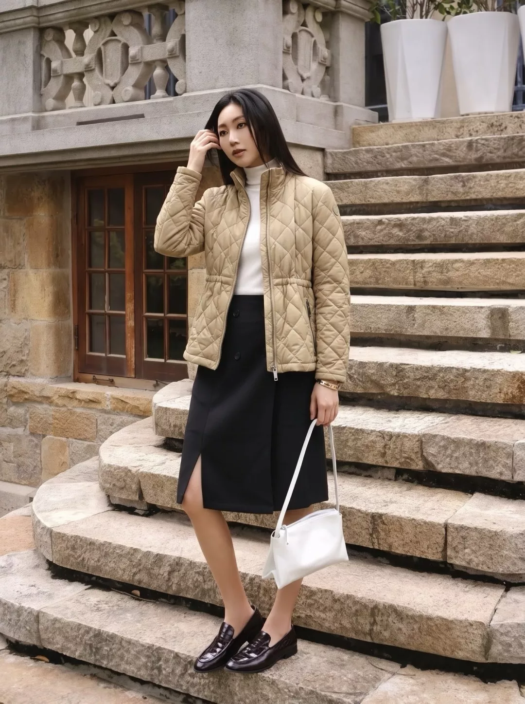 버버리 다이아 퀼팅 스탠드넥 여성용 쇼트 패딩 상세 이미지 15
