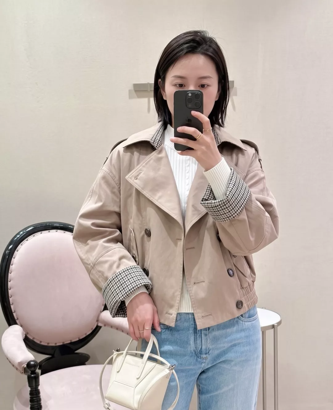 브루넬로쿠치넬리 더블 버튼 견장 여성용 쇼트 코트 상세 이미지 16