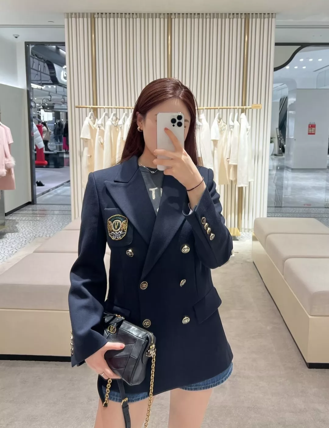 발렌티노 자수 엠블럼 더블 여성용 정장 재킷 상세 이미지 10