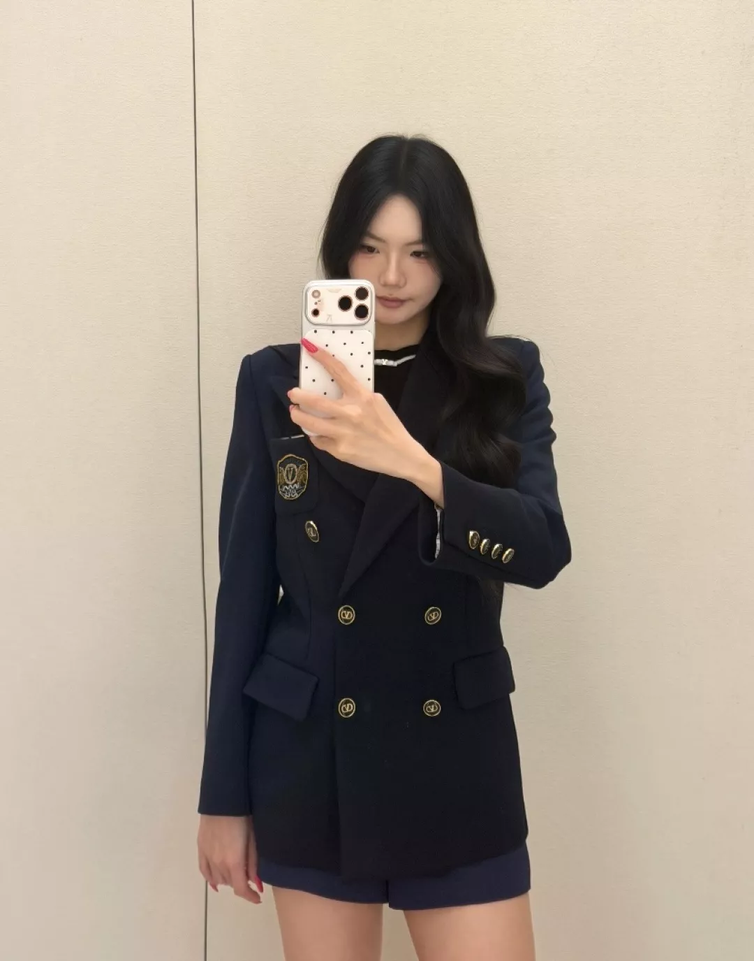 발렌티노 자수 엠블럼 더블 여성용 정장 재킷 상세 이미지 14