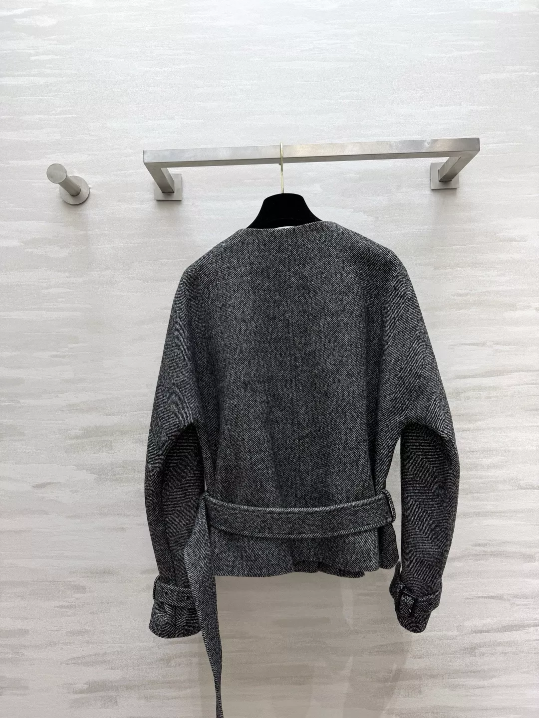 알렉산더맥퀸 헤링본 울 벨트 여성용 쇼트 코트 상세 이미지 9