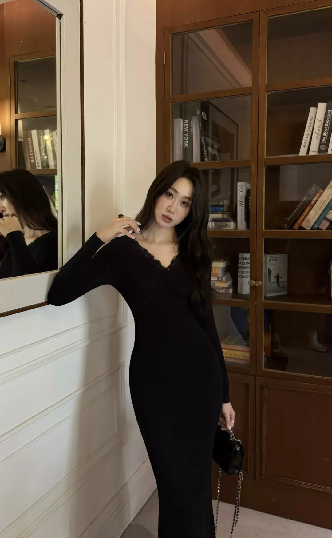 디올 레이스 브이넥 니트 여성용 원피스 상세 이미지 30