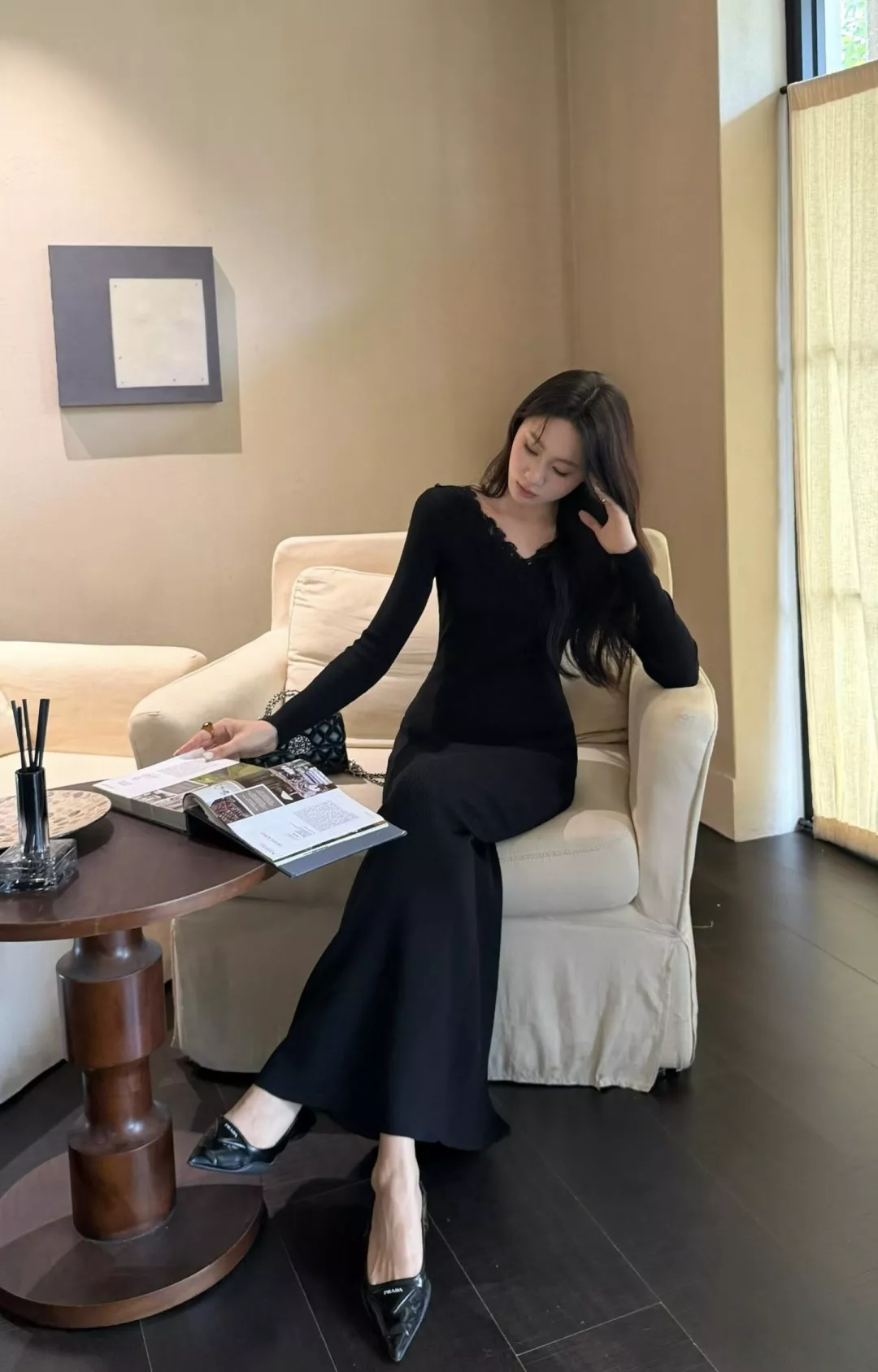 디올 레이스 브이넥 니트 여성용 원피스 상세 이미지 31