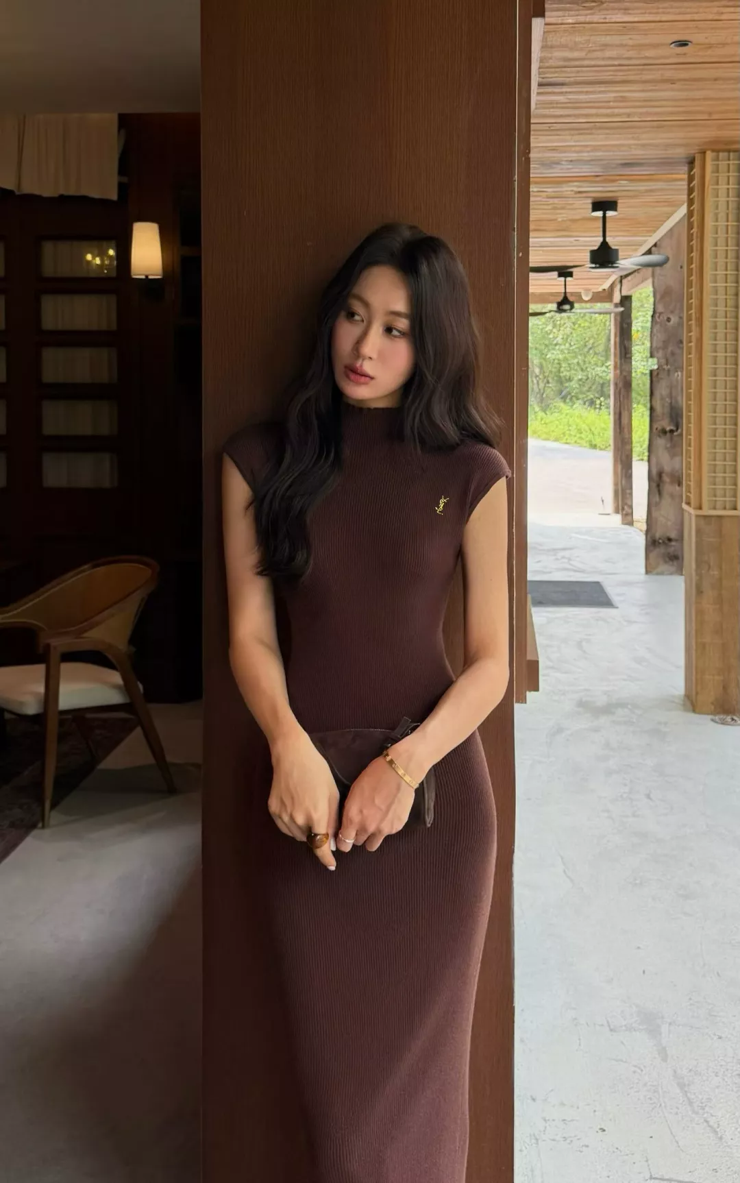 입생로랑 반하이넥 골지 울 여성용 원피스 상세 이미지 13