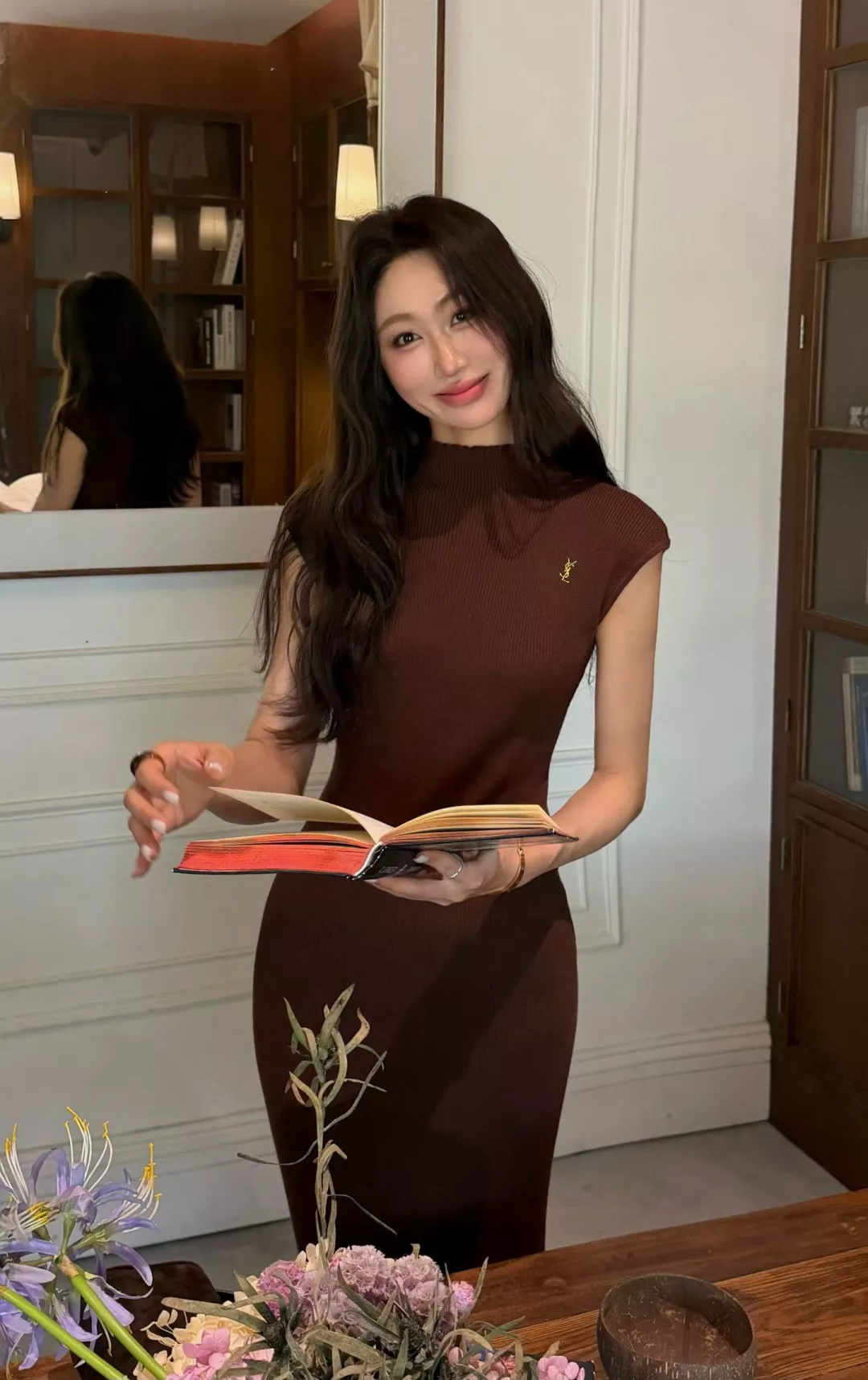 입생로랑 반하이넥 골지 울 여성용 원피스 상세 이미지 14
