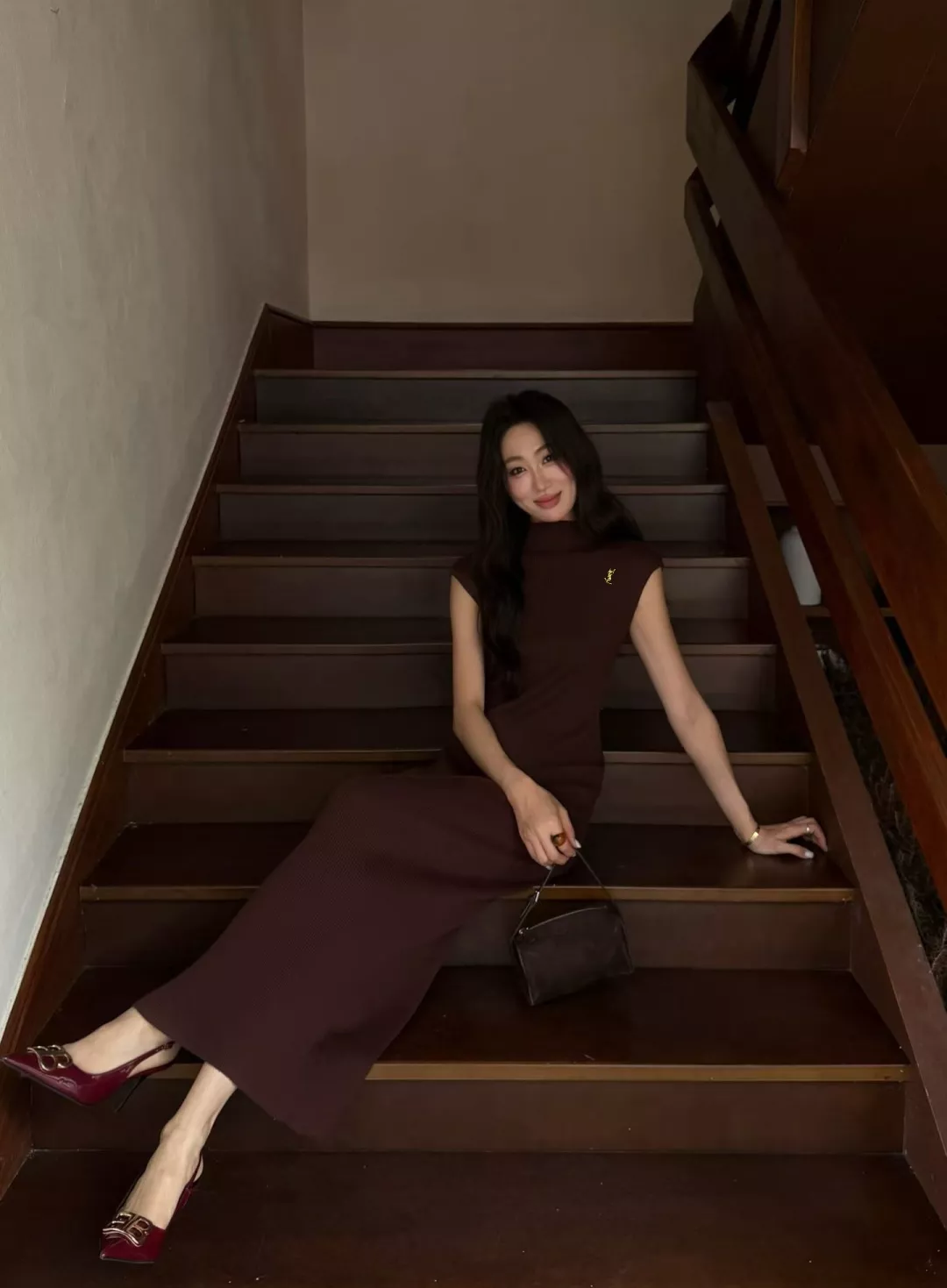 입생로랑 반하이넥 골지 울 여성용 원피스 상세 이미지 16