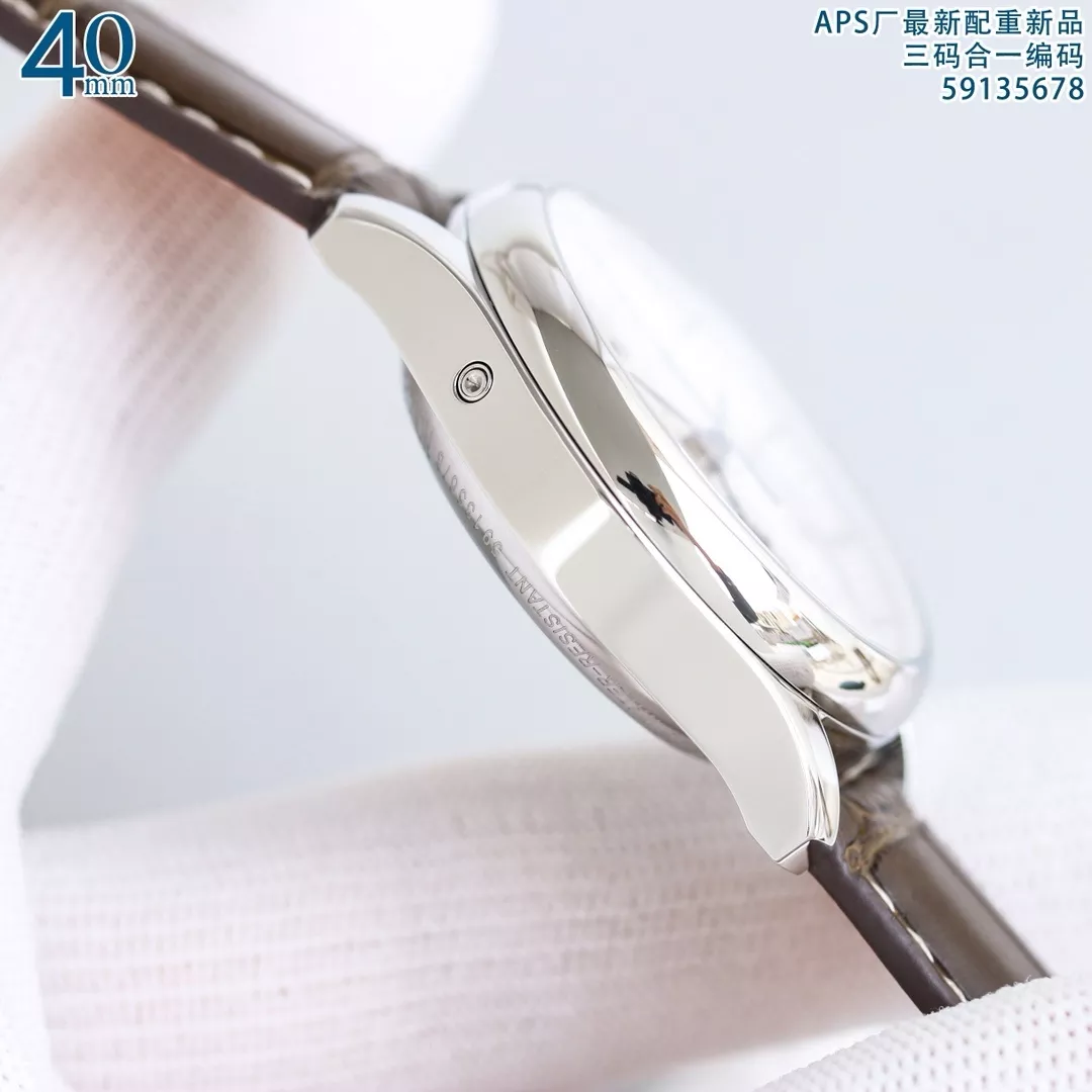 론진 월상 실버 다이얼 남성용 가죽 시계 상세 이미지 6