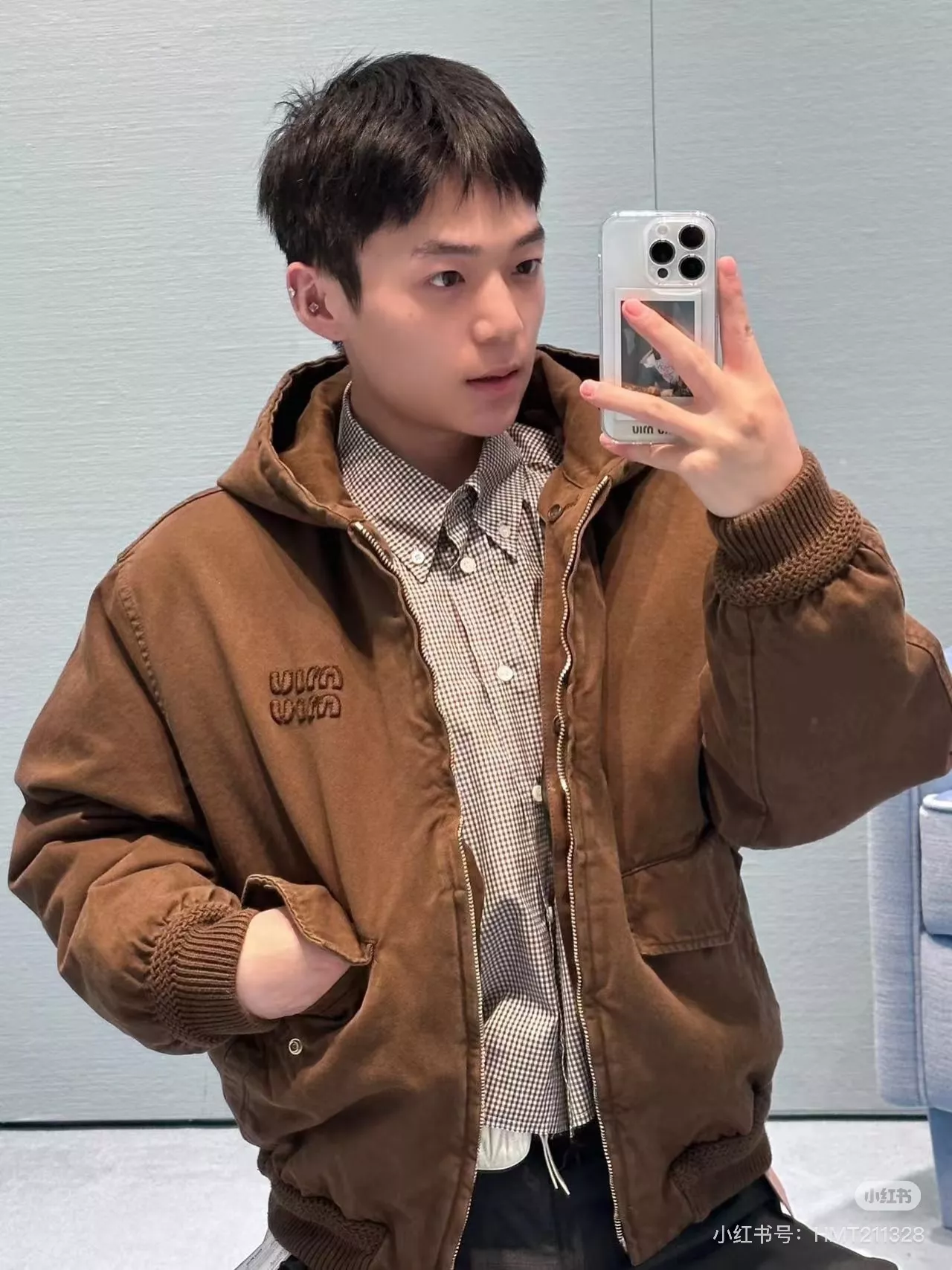 미우미우 후드 탈착 내피 남녀공용 후드 재킷 상세 이미지 10