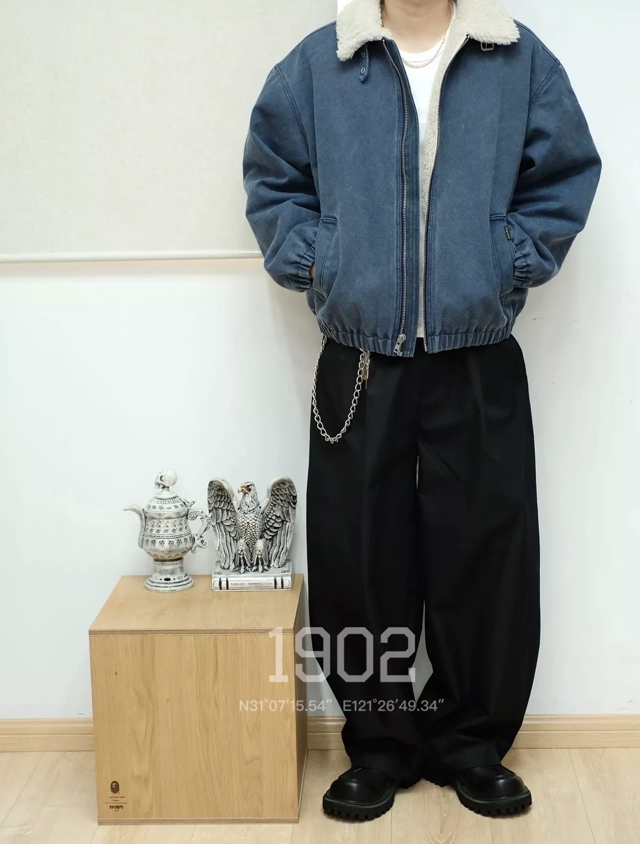 슈프림 자수 인조 양털 남녀공용 후드 재킷 상세 이미지 40