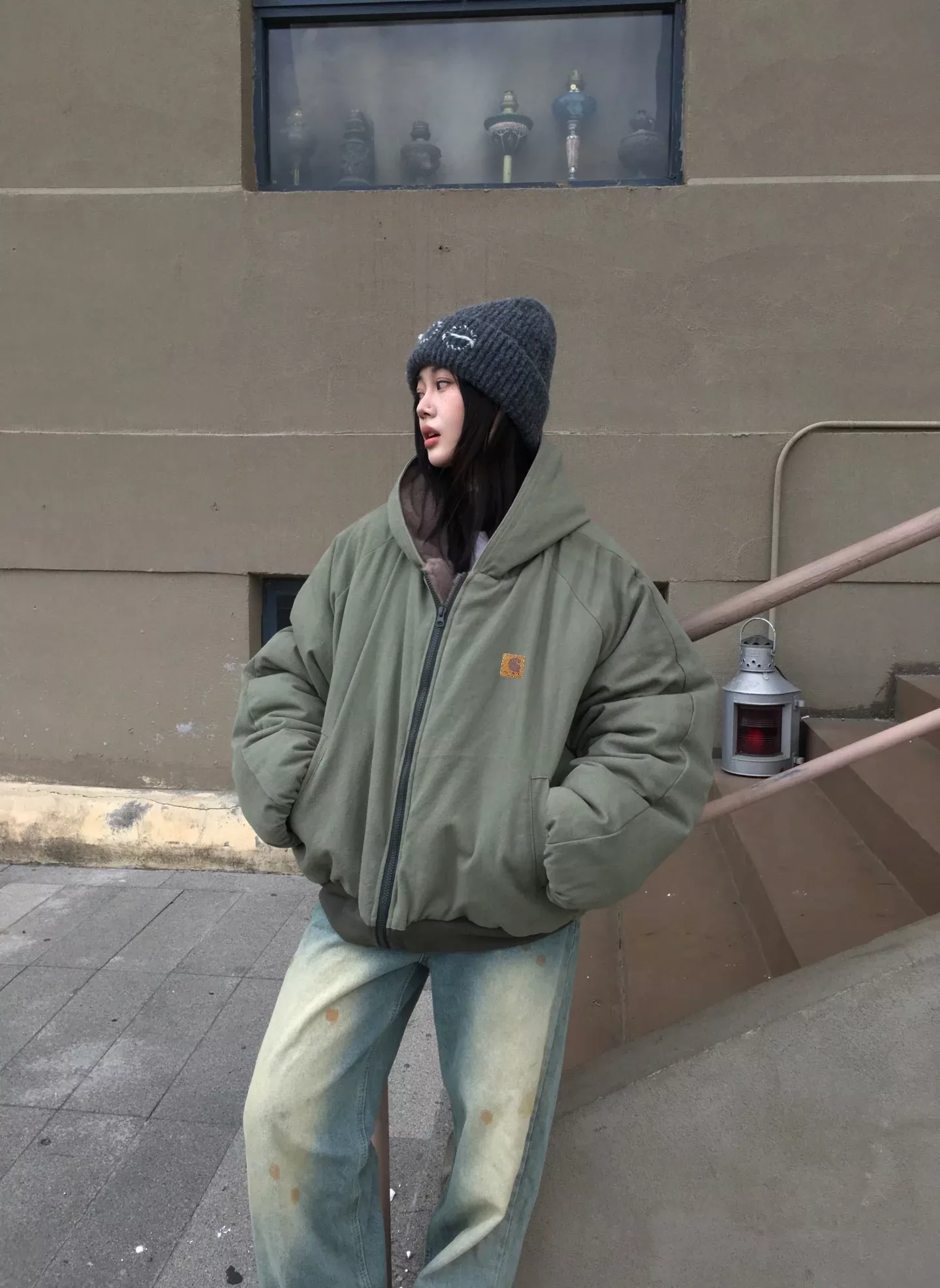 칼하트 리버서블 후드 남녀공용 후드 재킷 상세 이미지 19