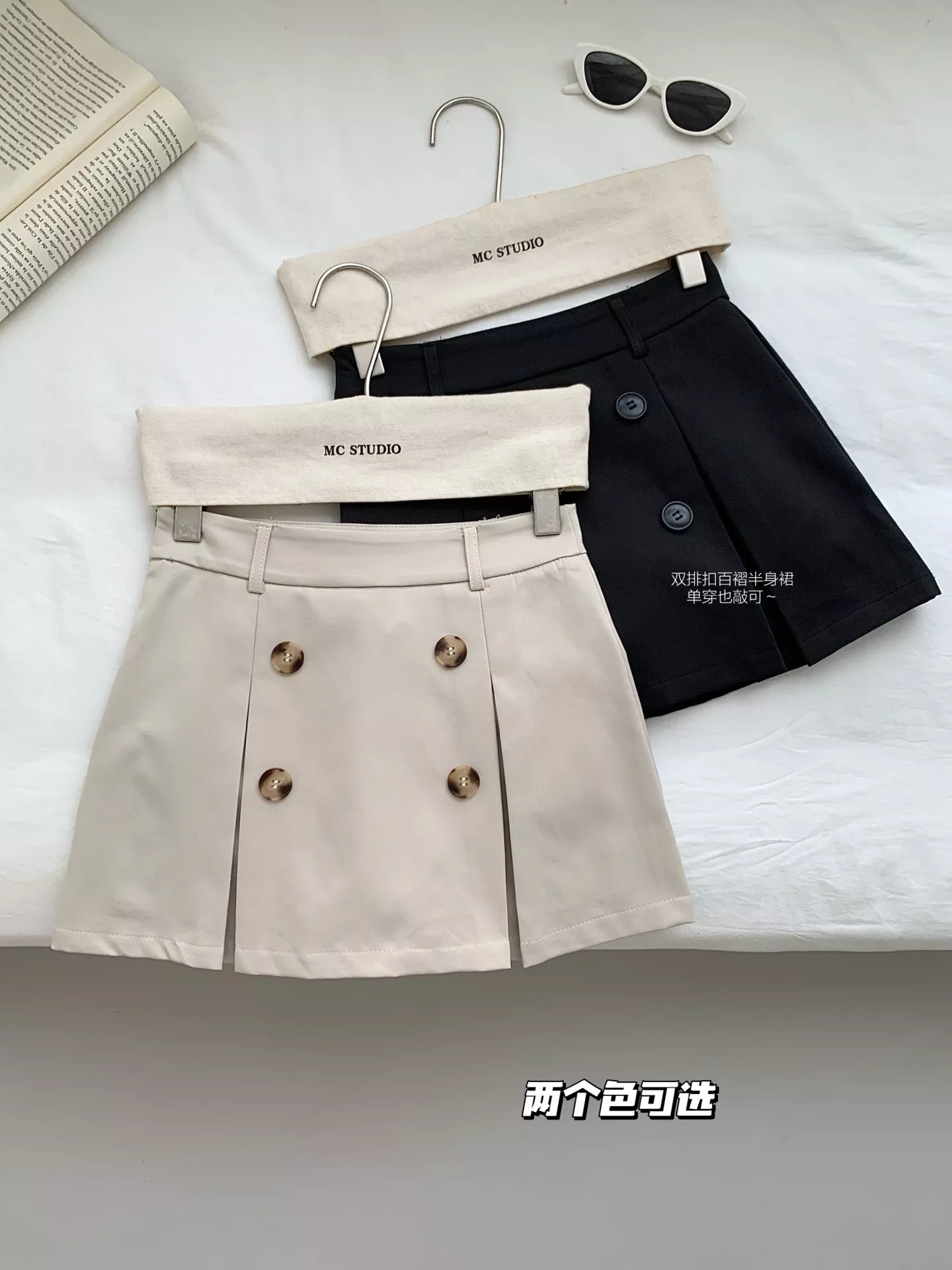 노브랜드 더블 버튼 칼라 플리츠 여성용 투피스 상세 이미지 14