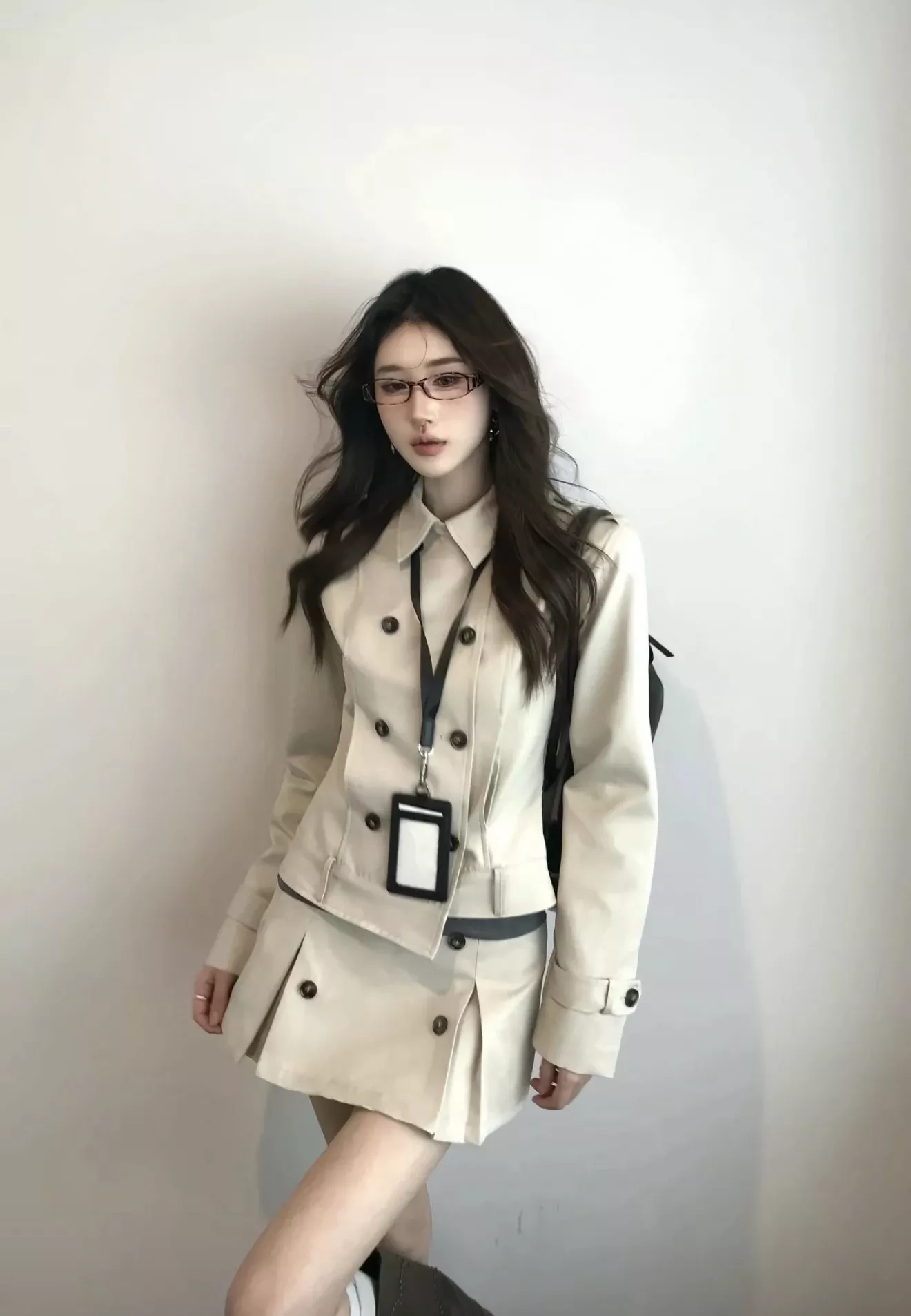 노브랜드 더블 버튼 칼라 플리츠 여성용 투피스 상세 이미지 34