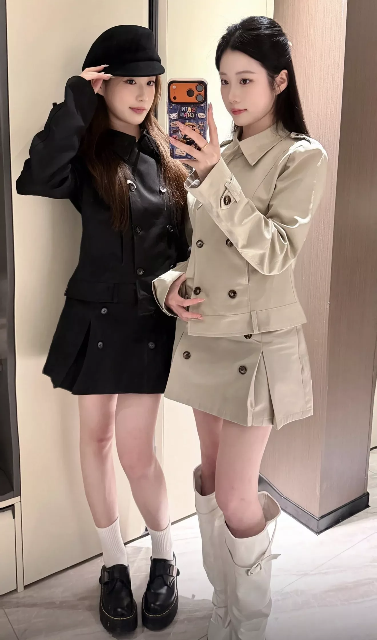 노브랜드 더블 버튼 칼라 플리츠 여성용 투피스 상세 이미지 36