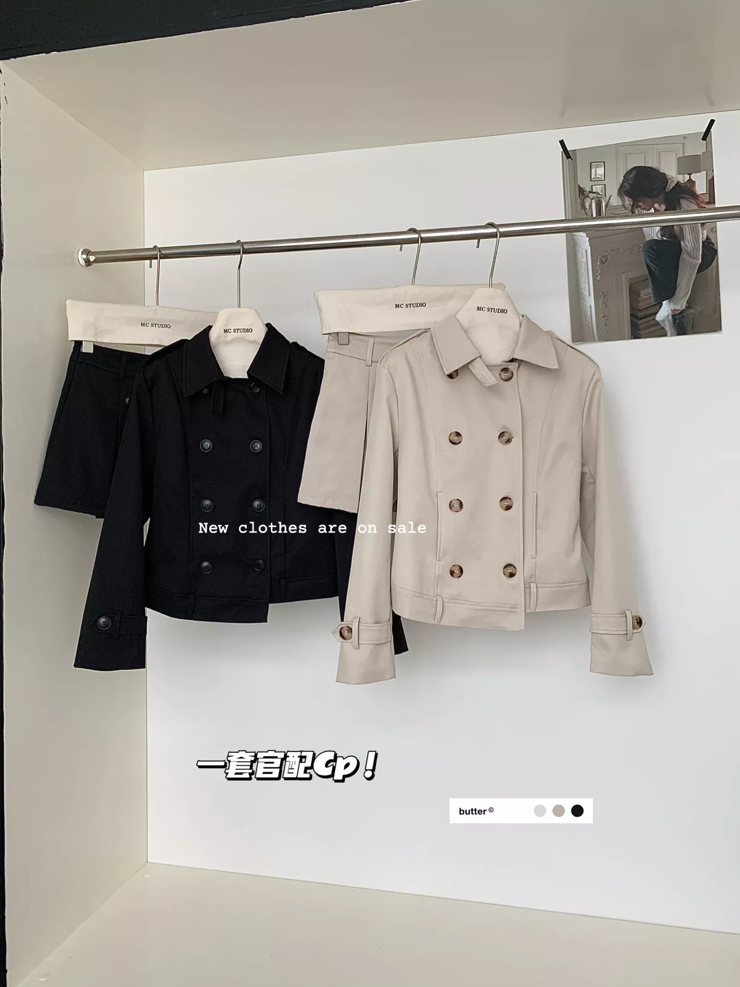 노브랜드 더블 버튼 칼라 플리츠 여성용 투피스 상세 이미지 6