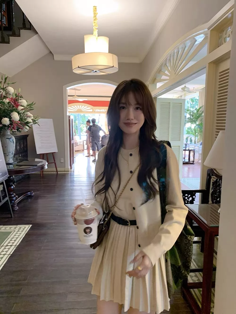 노브랜드 플리츠 원피스 가디건 여성용 투피스 상세 이미지 28