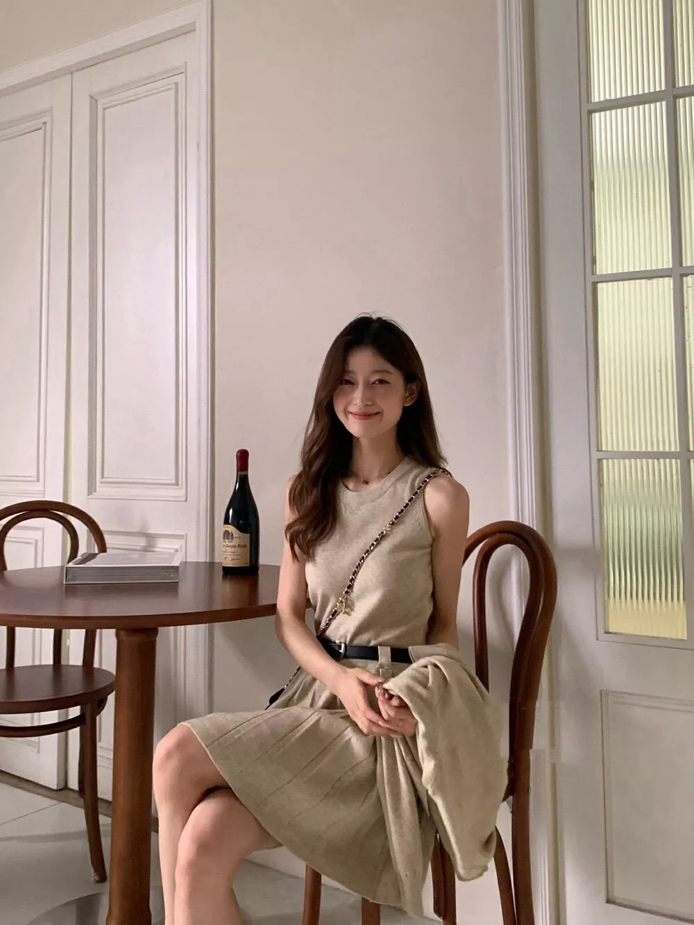 노브랜드 플리츠 원피스 가디건 여성용 투피스 상세 이미지 30