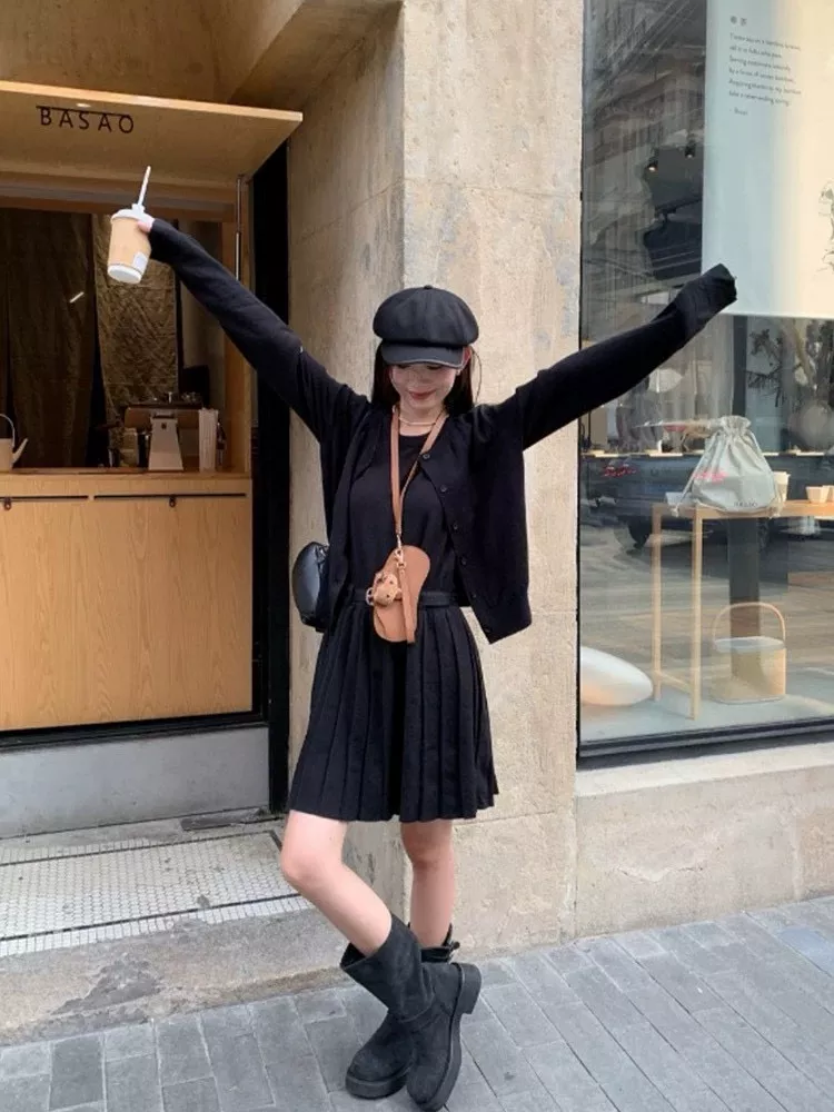 노브랜드 플리츠 원피스 가디건 여성용 투피스 상세 이미지 36
