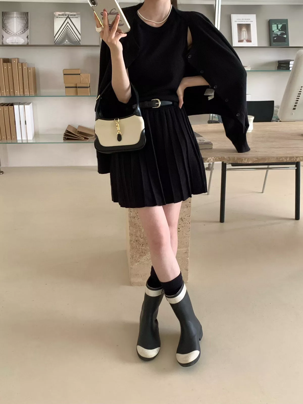 노브랜드 플리츠 원피스 가디건 여성용 투피스 상세 이미지 46