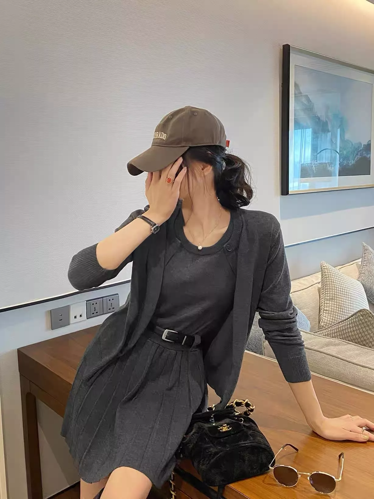 노브랜드 플리츠 원피스 가디건 여성용 투피스 상세 이미지 55